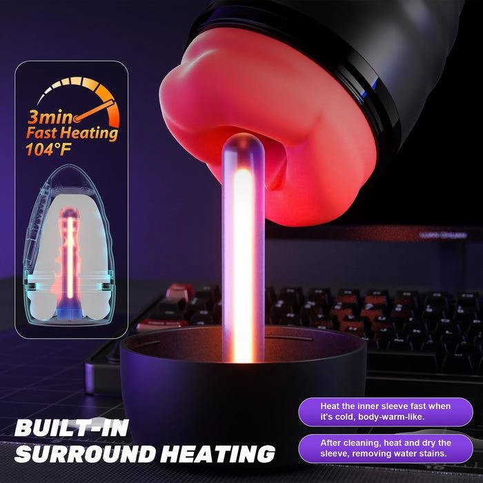 2 in 1 Mouth Shaped Penis Vibrator Male Glans Trainer Masturbation Cup