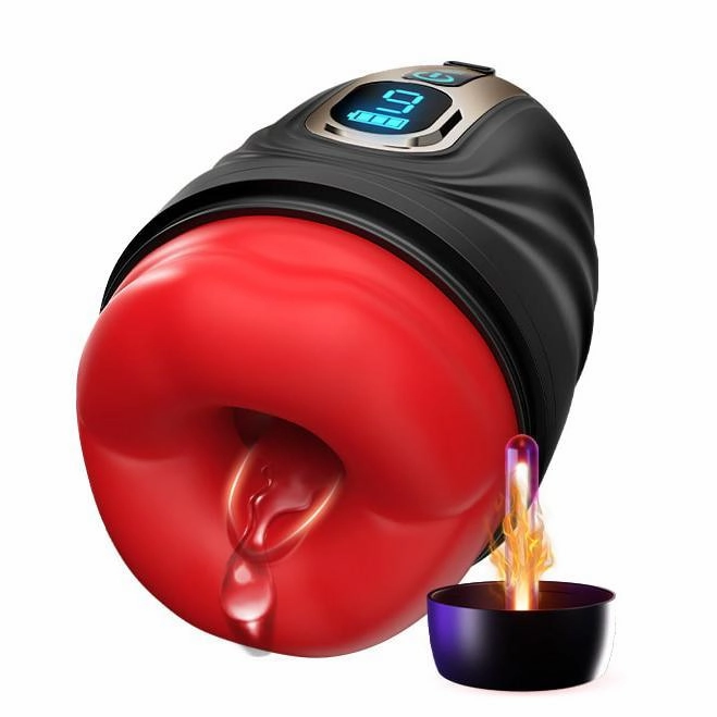 2 in 1 Mouth Shaped Penis Vibrator Male Glans Trainer Masturbation Cup