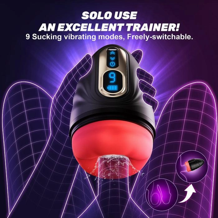 2 in 1 Mouth Shaped Penis Vibrator Male Glans Trainer Masturbation Cup