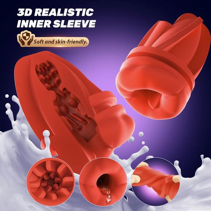 2 in 1 Mouth Shaped Penis Vibrator Male Glans Trainer Masturbation Cup