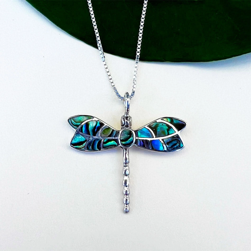 Abalone Dragonfly Necklace - Sterling Silver, Indonesia