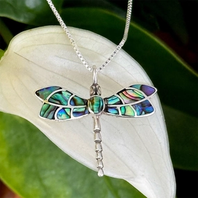 Abalone Dragonfly Necklace - Sterling Silver, Indonesia