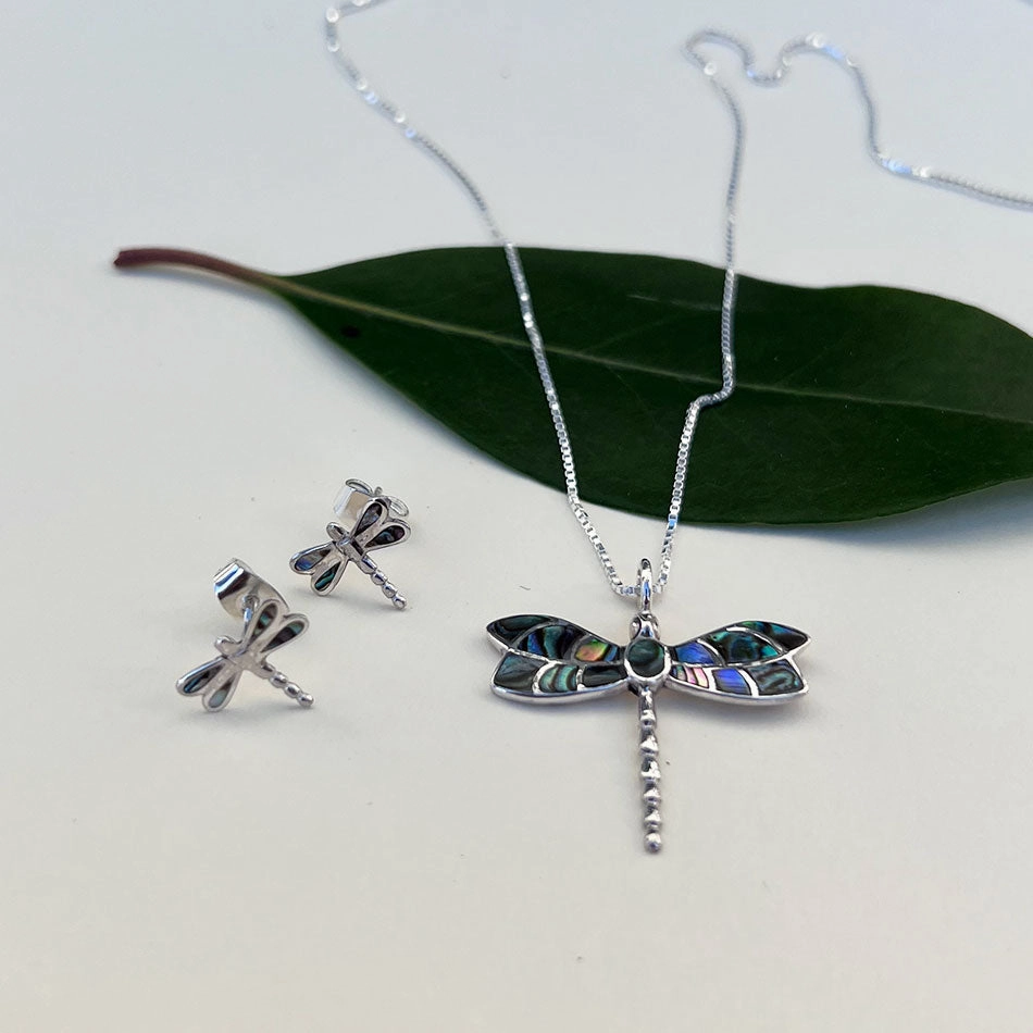 Abalone Dragonfly Necklace - Sterling Silver, Indonesia