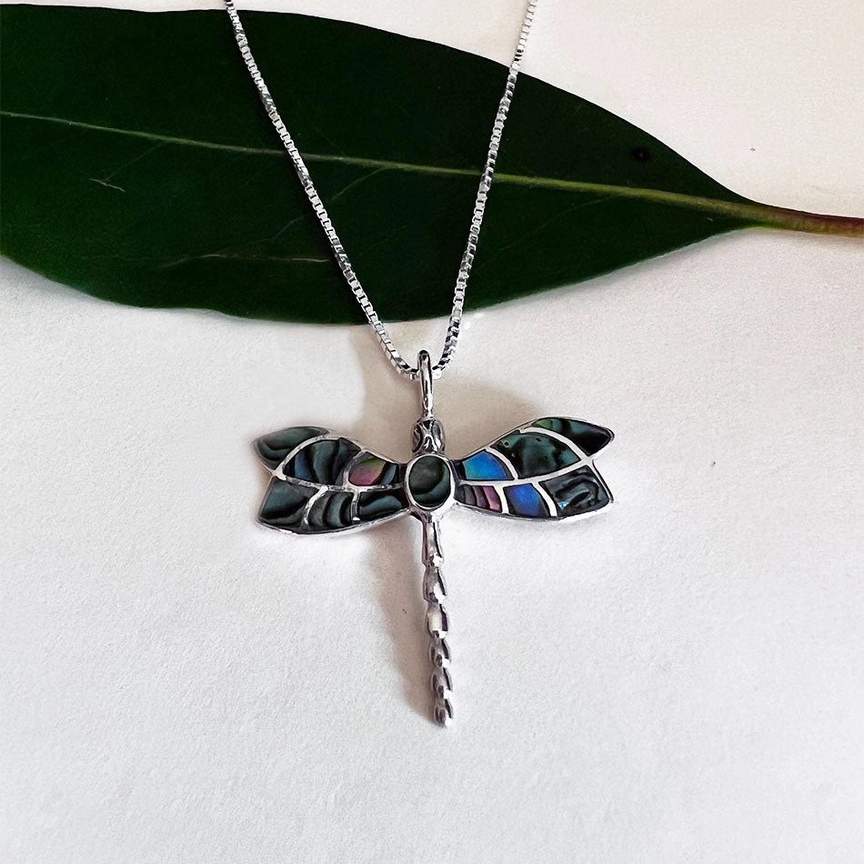 Abalone Dragonfly Necklace - Sterling Silver, Indonesia