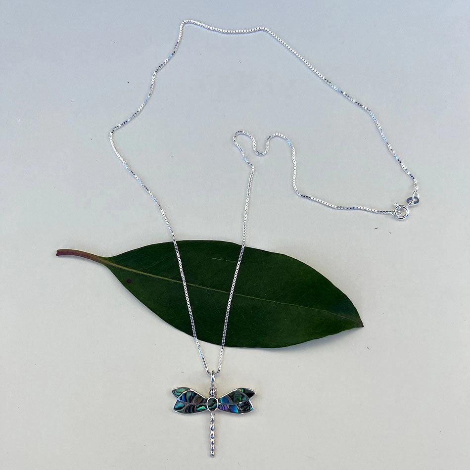 Abalone Dragonfly Necklace - Sterling Silver, Indonesia