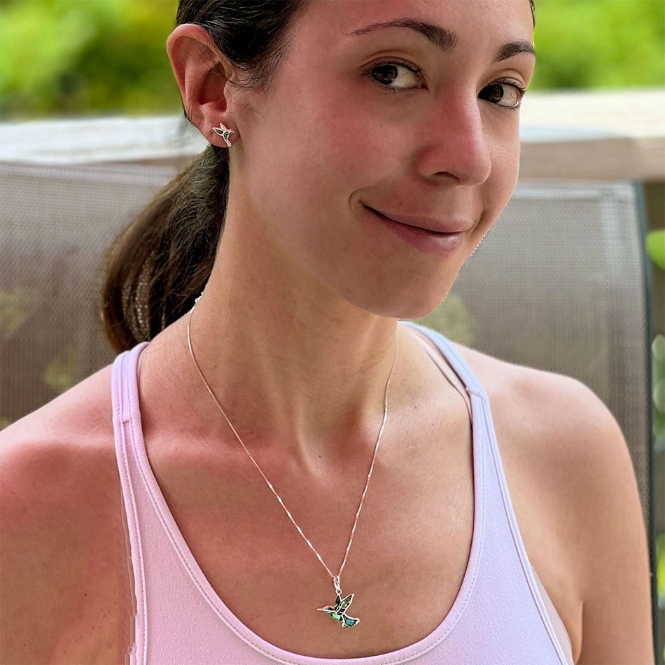 Abalone Hummingbird Necklace - Sterling Silver, Indonesia