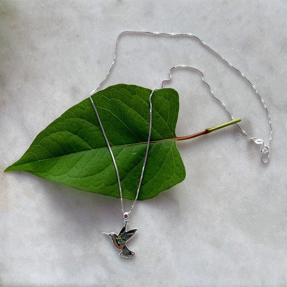 Abalone Hummingbird Necklace - Sterling Silver, Indonesia