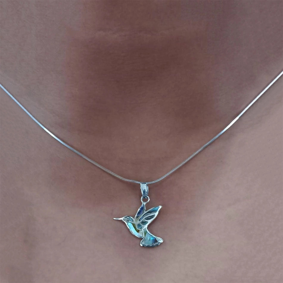Abalone Hummingbird Necklace - Sterling Silver, Indonesia