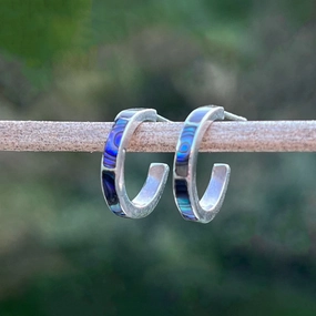 Abalone Inlay Huggies - Sterling Silver, Indonesia