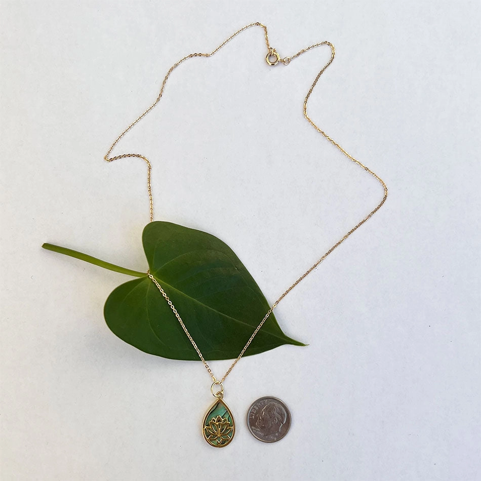 Abalone Lotus Necklace - Brass, Indonesia