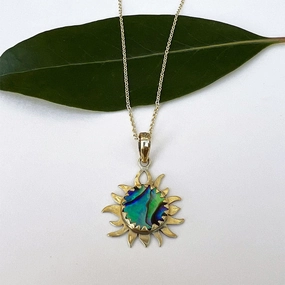 Abalone Sun Necklace - Brass, Indonesia