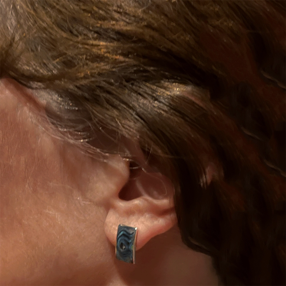 Abalone Wave Earrings - Sterling Silver, Indonesia
