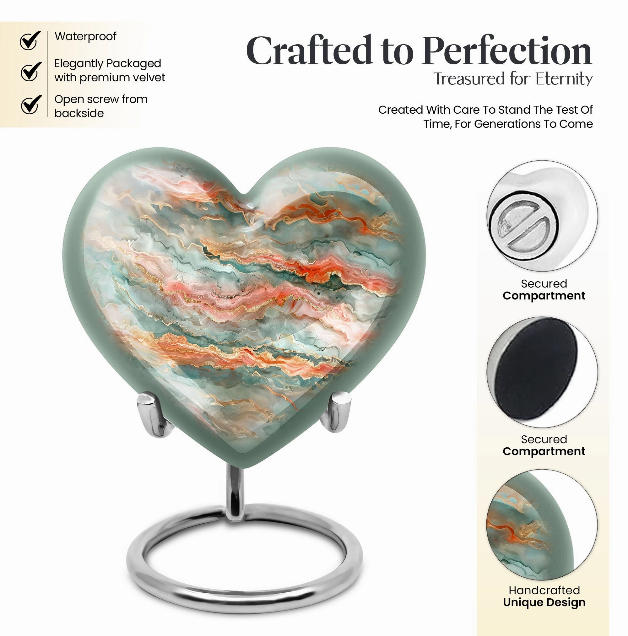 Abstract Heart - Exquisite Funeral Urn for Men's Ashes