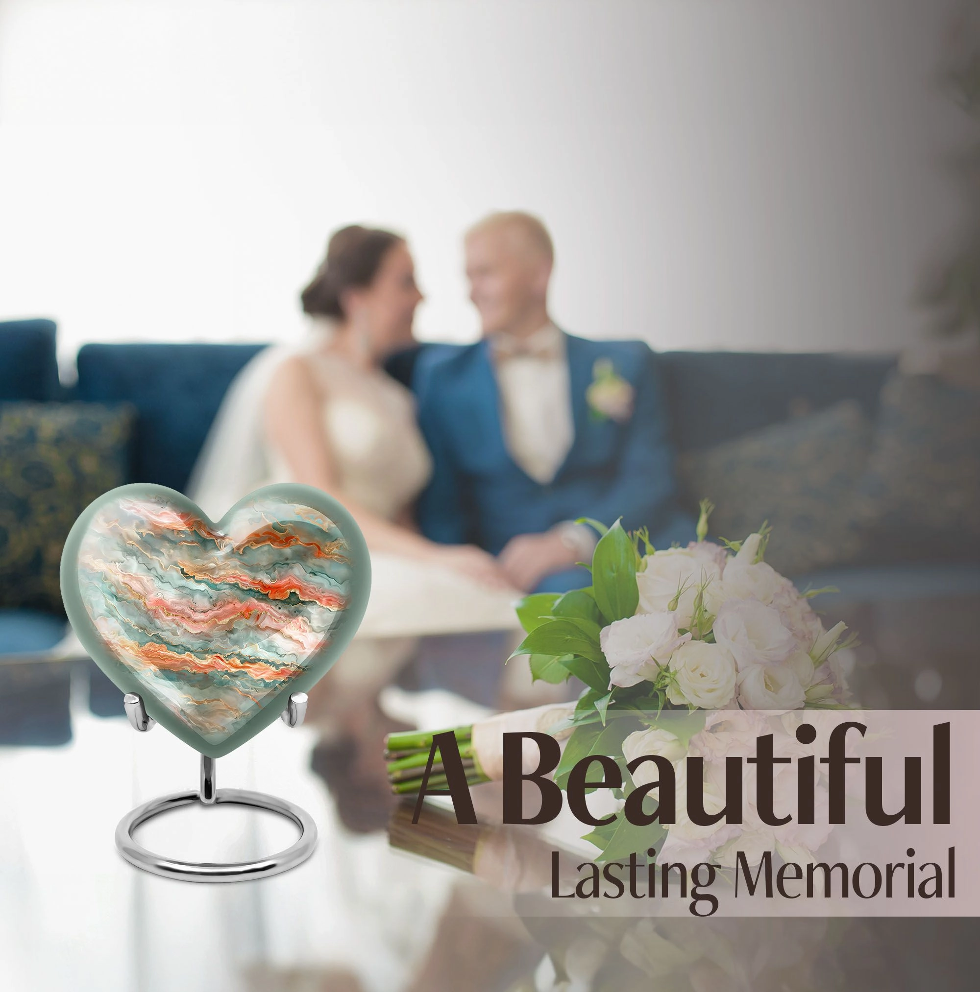 Abstract Heart - Exquisite Funeral Urn for Men's Ashes