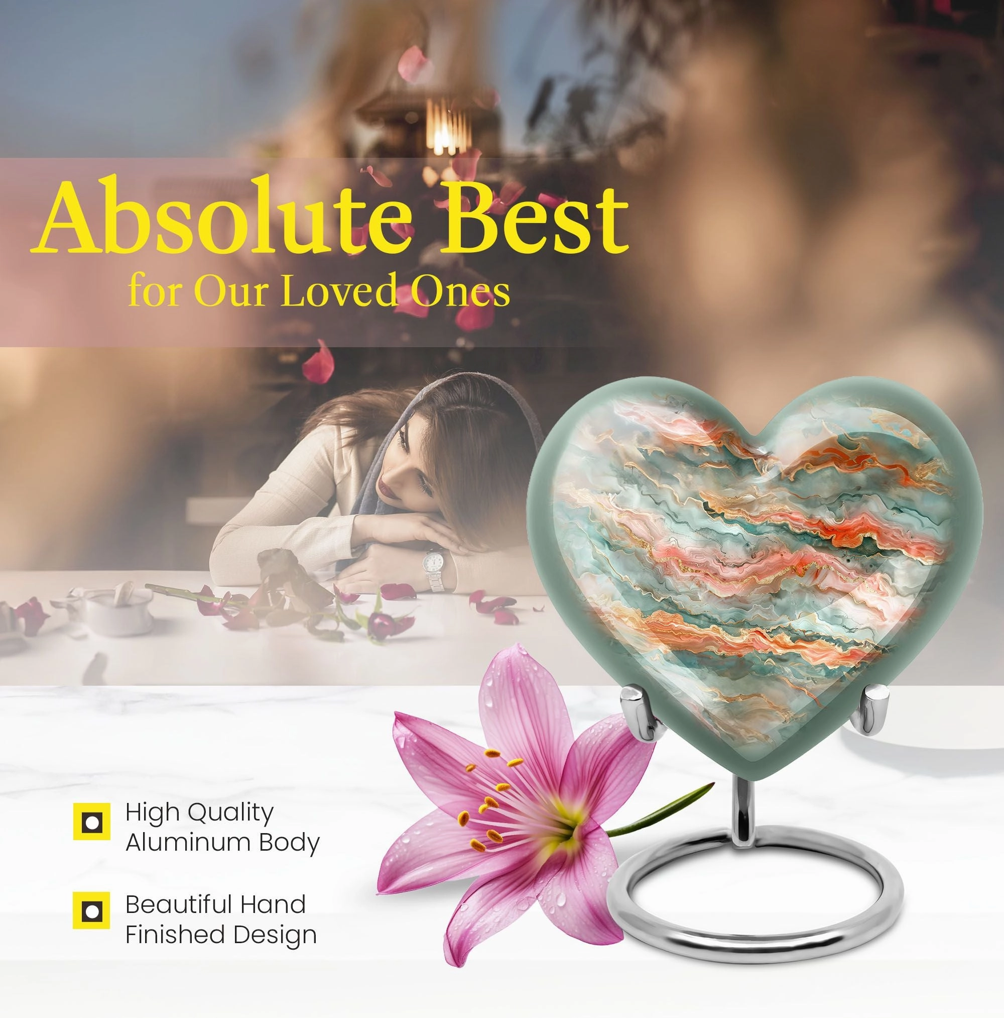 Abstract Heart - Exquisite Funeral Urn for Men's Ashes