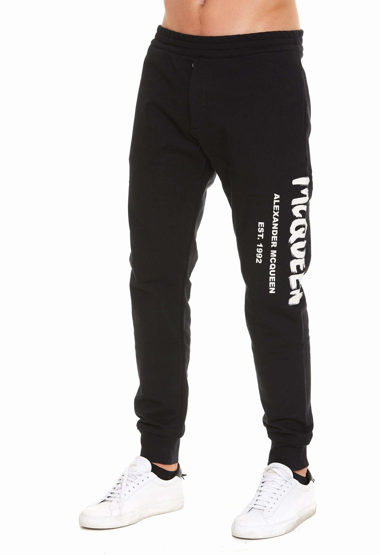 Alexander McQueen Logo Printed Slim Cut Track Trousers
