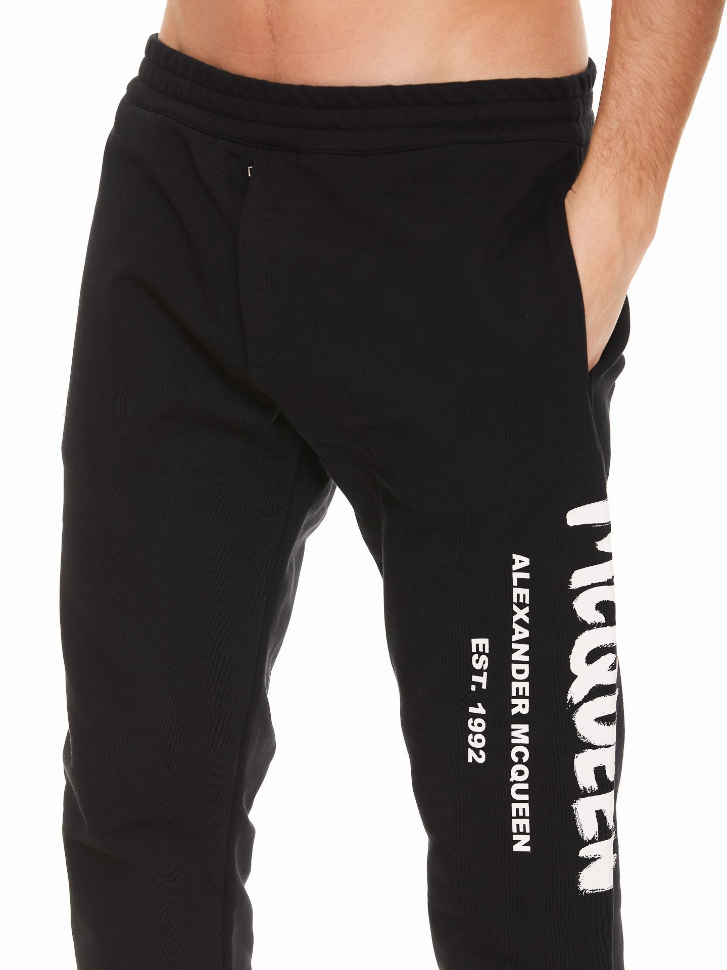 Alexander McQueen Logo Printed Slim Cut Track Trousers