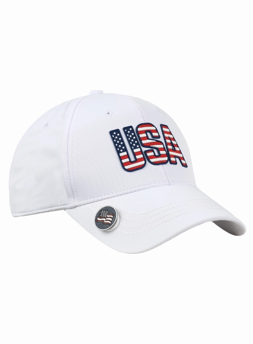 Americana White Performance Polyester Ballmarker Cap