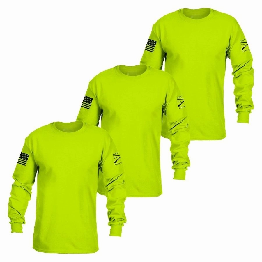 Basic Long Sleeve Safety Green 3-Pack