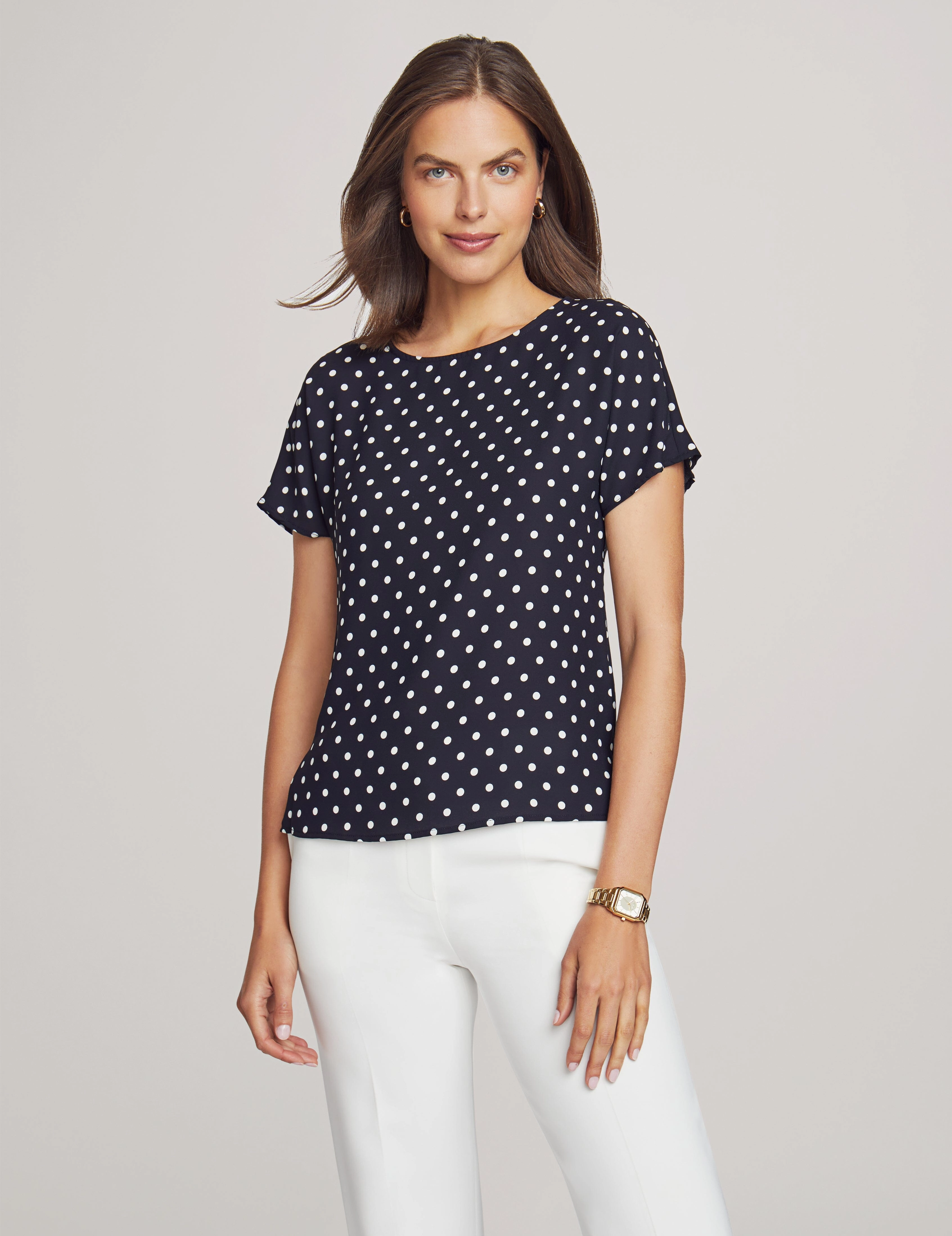 Bateau Neck Short Sleeve Blouse- Sale