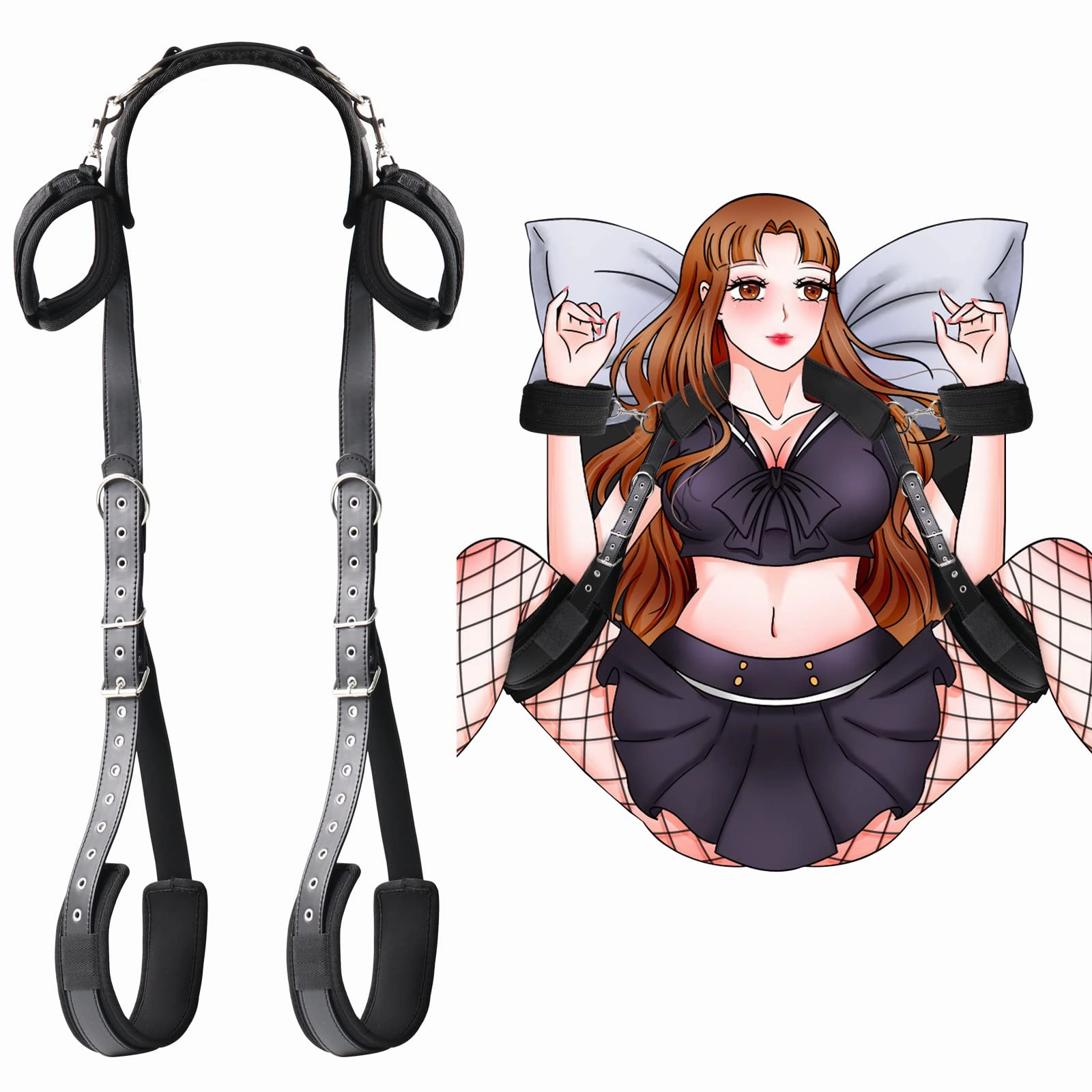 BDSM Bondage Set – Complete Set with Handcuffs, Thigh Bands & Neck Support