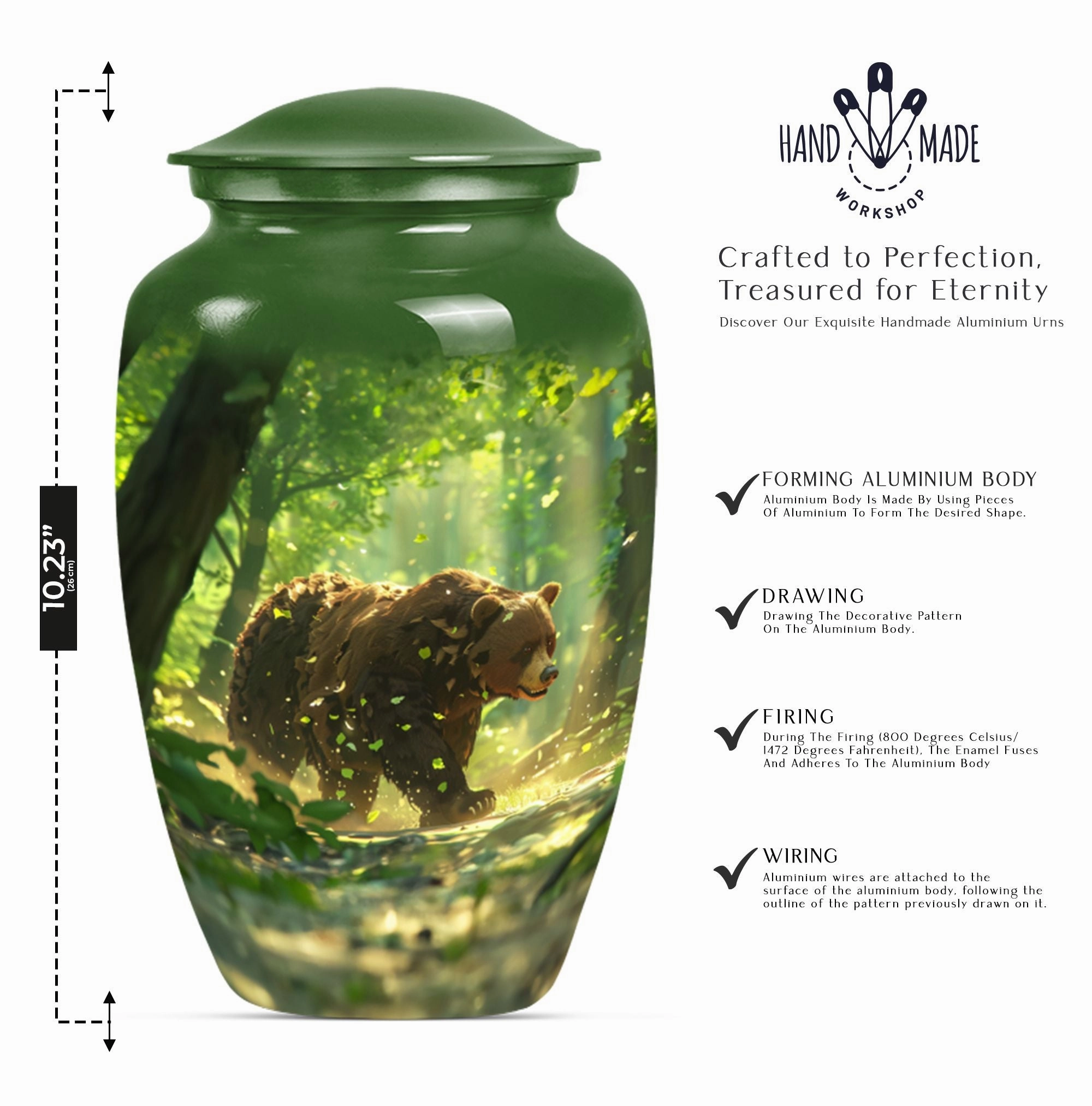 Bear-Themed Large Cremation Urn - Container For Human Ashes