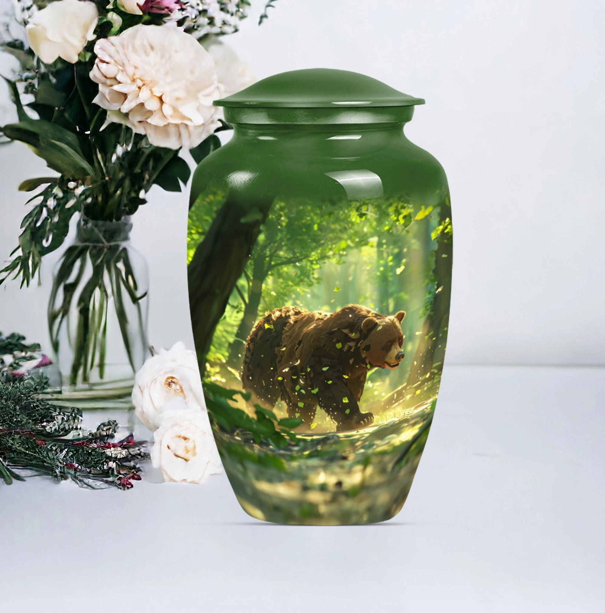 Bear-Themed Large Cremation Urn - Container For Human Ashes