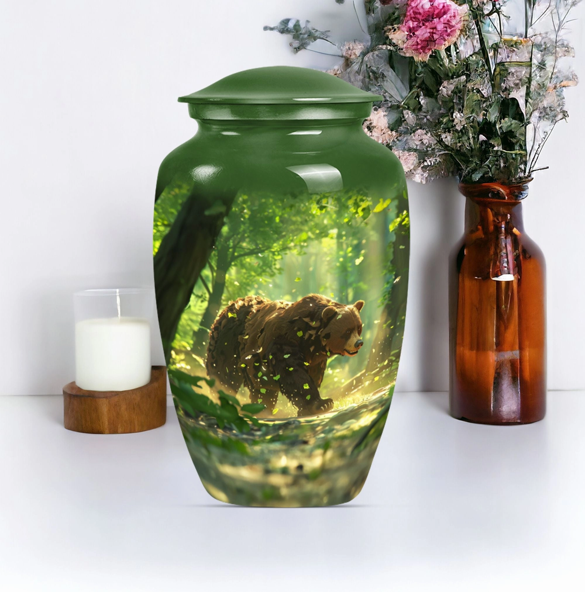 Bear-Themed Large Cremation Urn - Container For Human Ashes