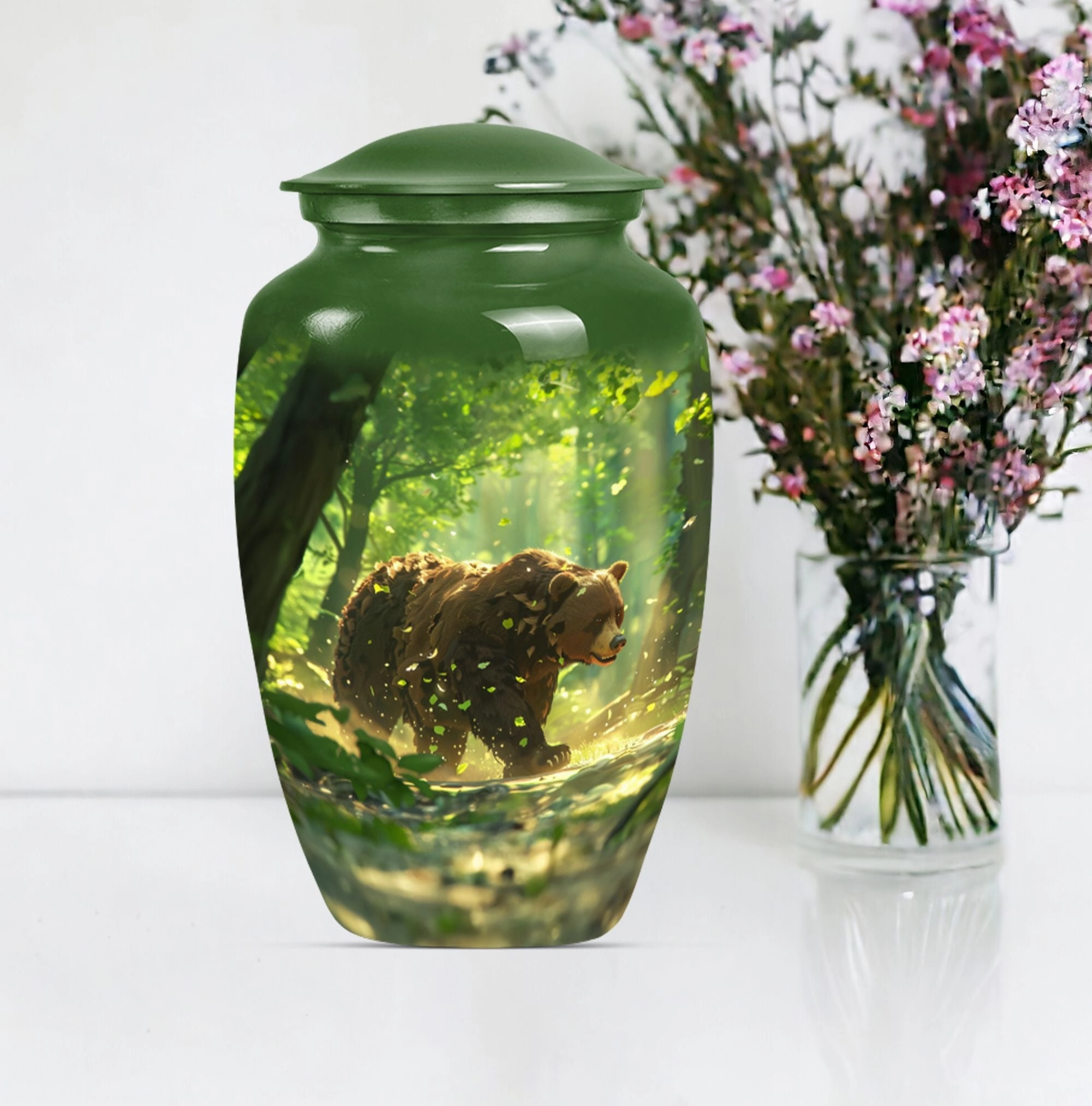 Bear-Themed Large Cremation Urn - Container For Human Ashes