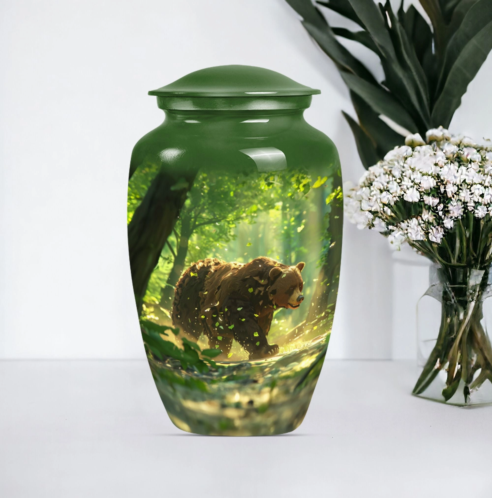 Bear-Themed Large Cremation Urn - Container For Human Ashes