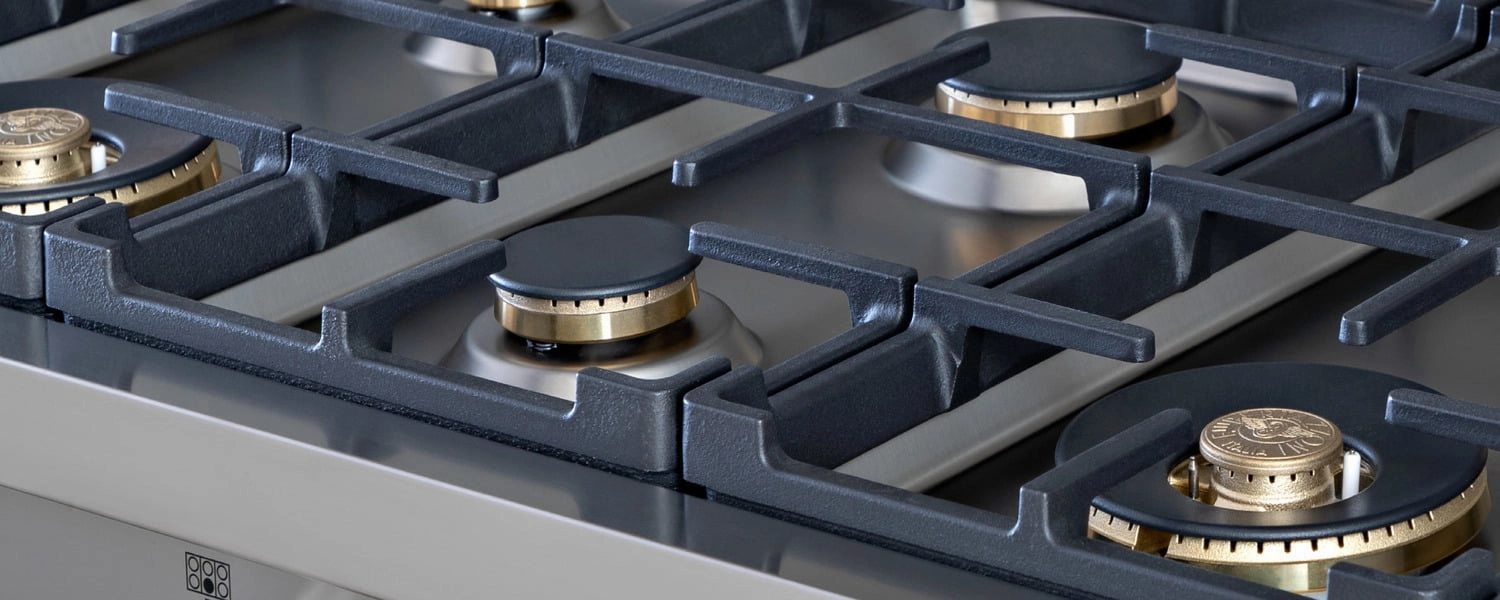 Bertazzoni PROF486GRTBXT 48 Gas Rangetop 6 Brass Burner   Electric Griddle Stainless Steel