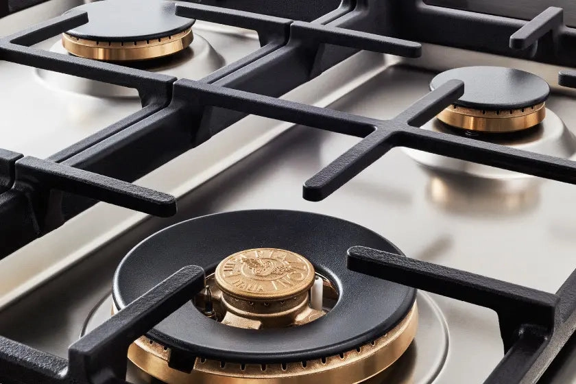 Bertazzoni PROF486GRTBXT 48 Gas Rangetop 6 Brass Burner   Electric Griddle Stainless Steel