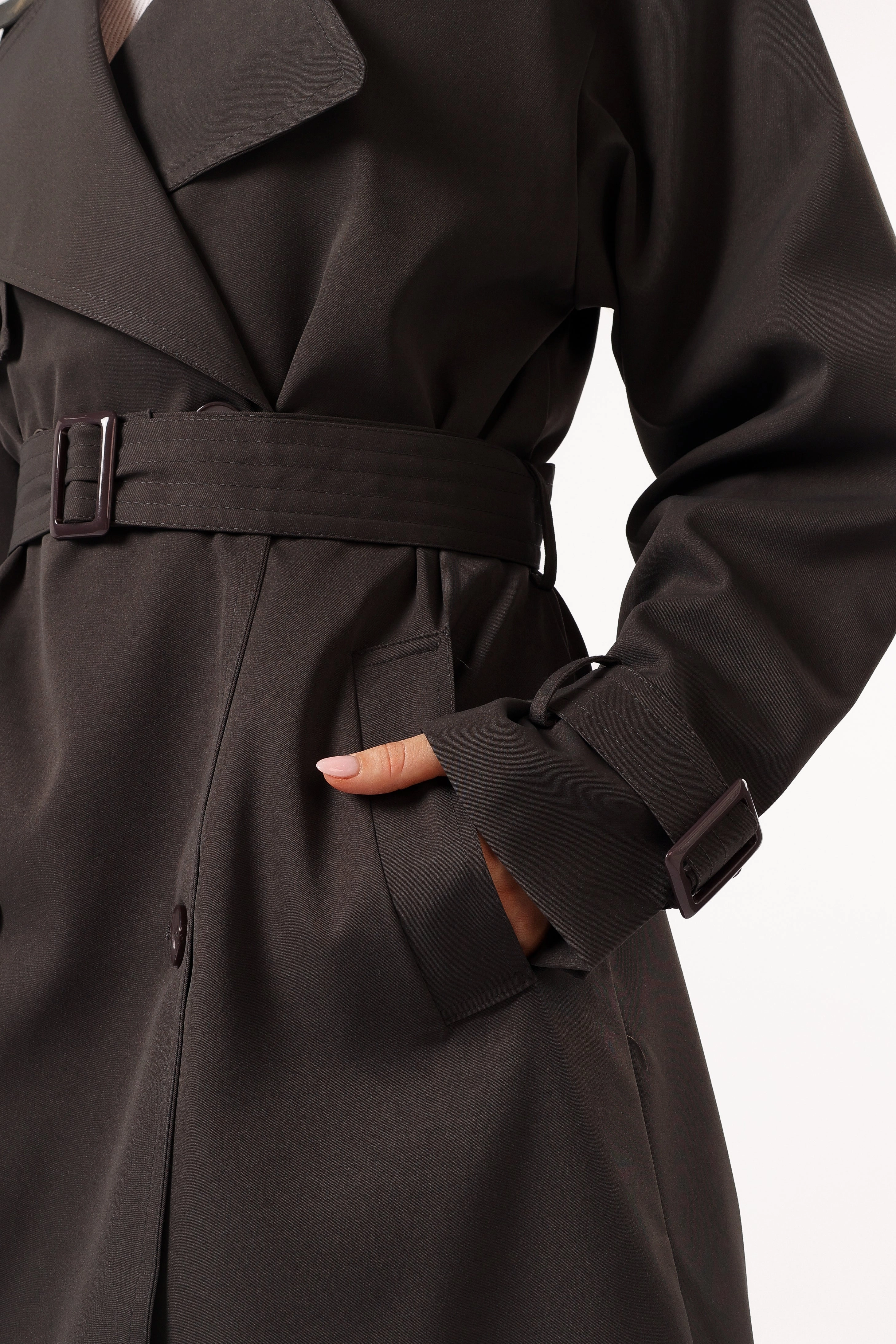 Billy Button Front Trench Coat - Charcoal