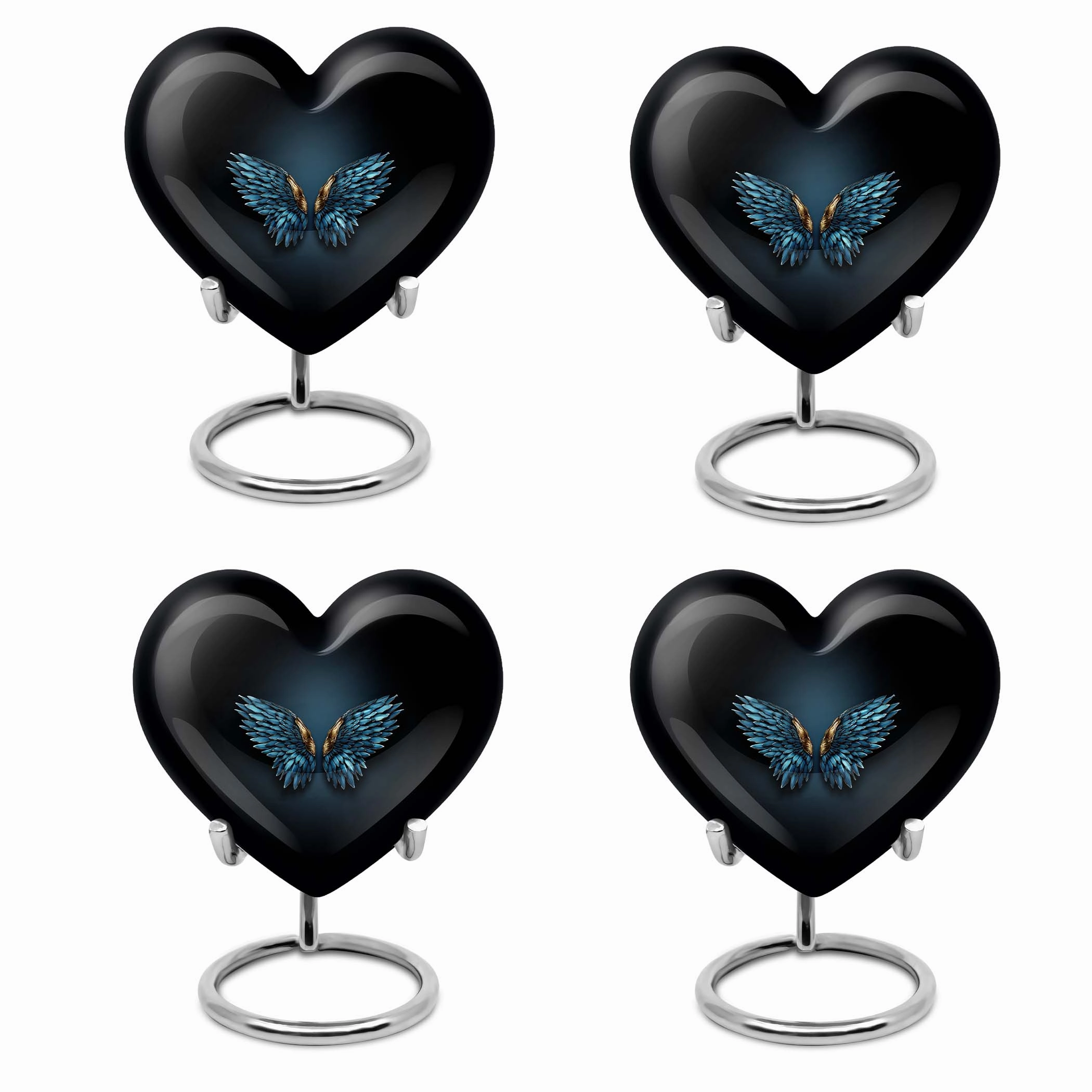 Blue Wings Tribute - Engravable Heart Urn for Cremation Ashes