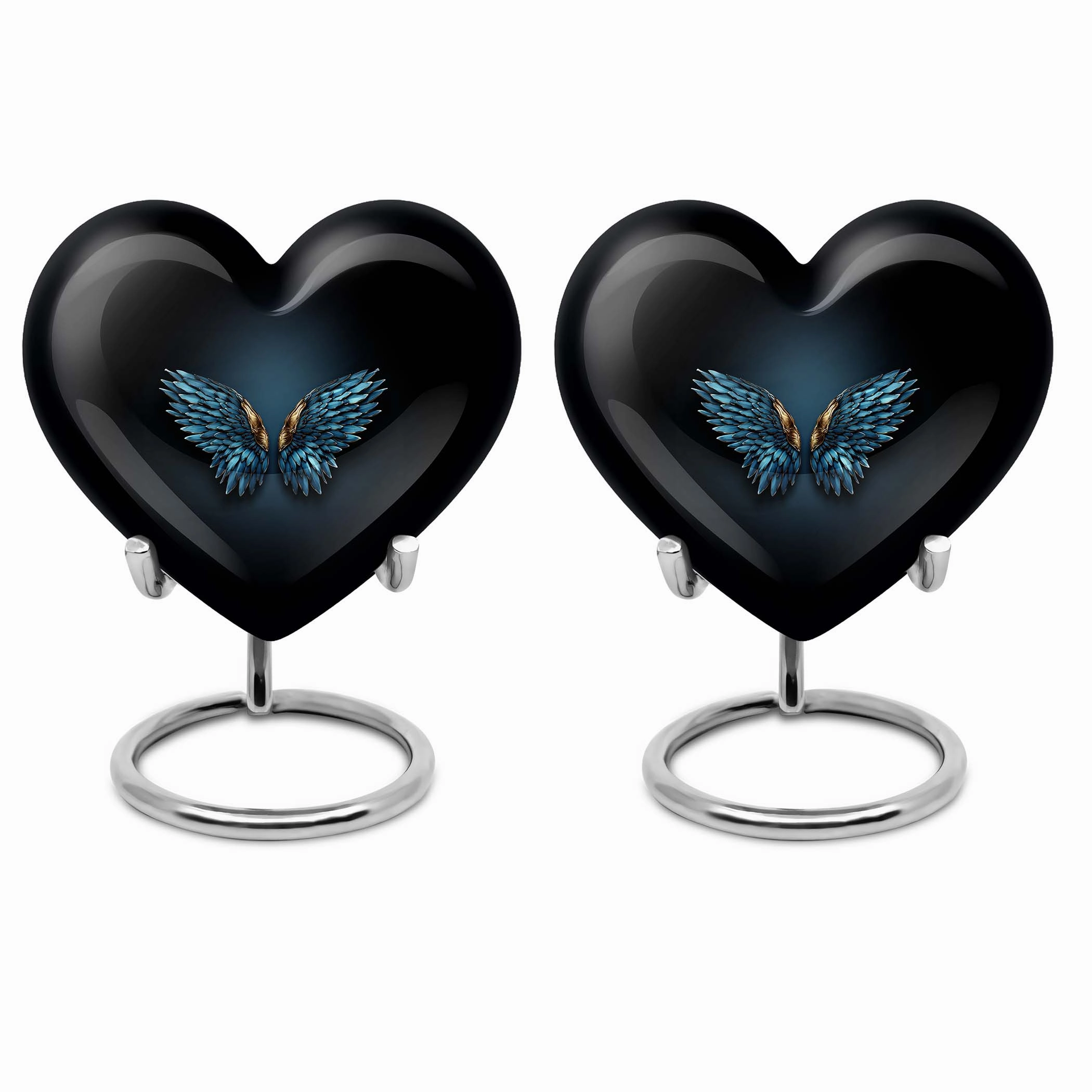 Blue Wings Tribute - Engravable Heart Urn for Cremation Ashes