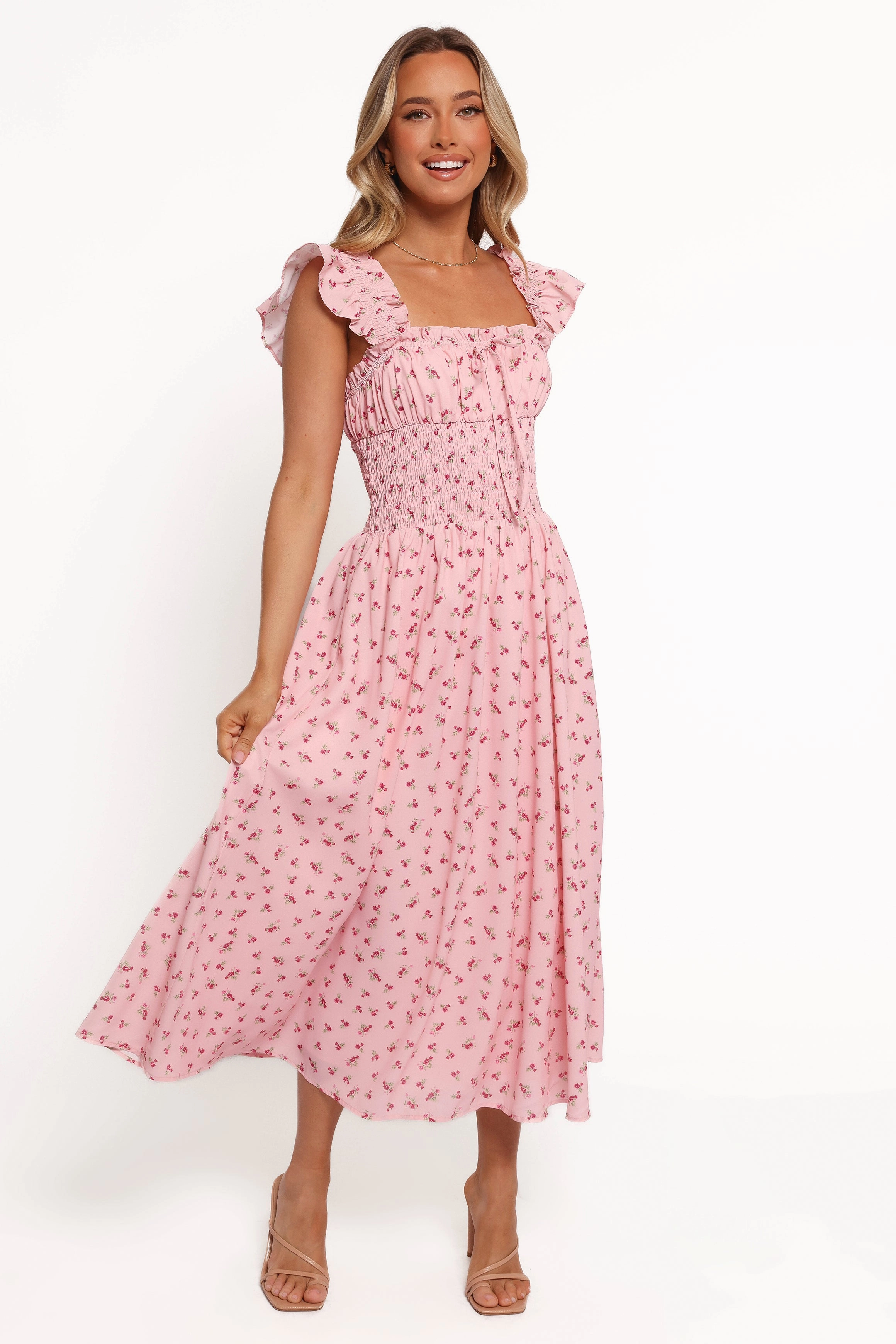 Bronte Midi Dress - Pink Floral