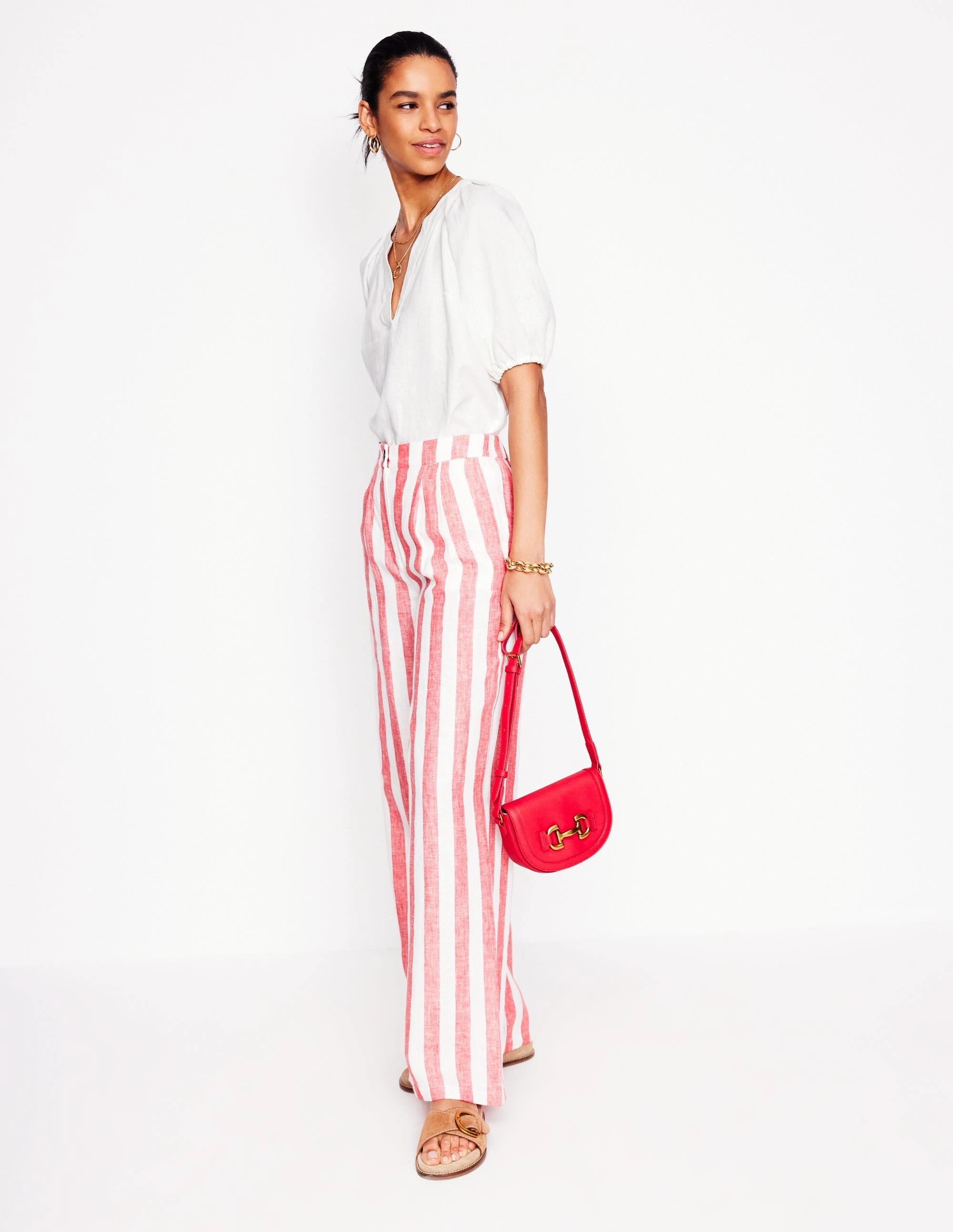 Brooke Linen Top-White
