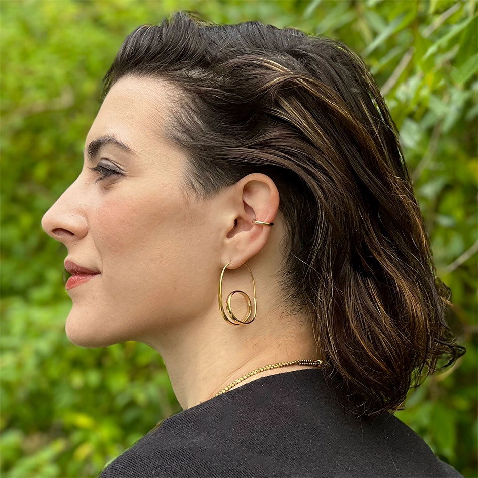 Bumi Earrings - Brass, Indonesia