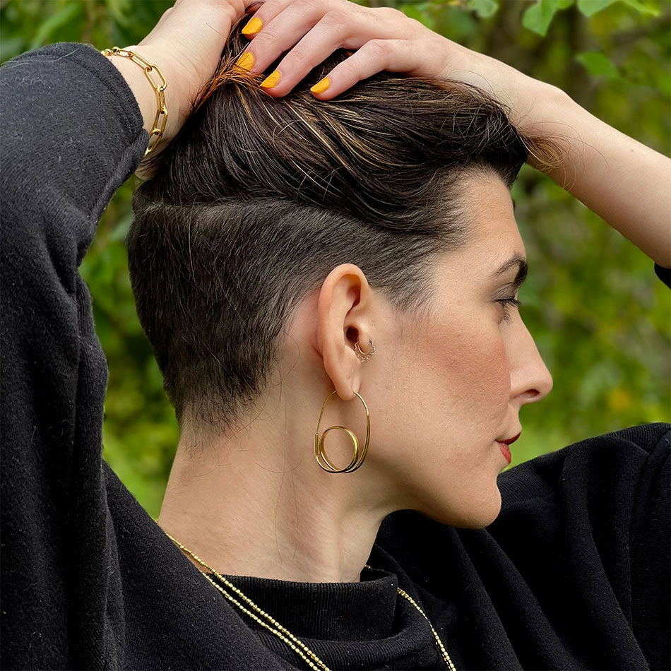Bumi Earrings - Brass, Indonesia