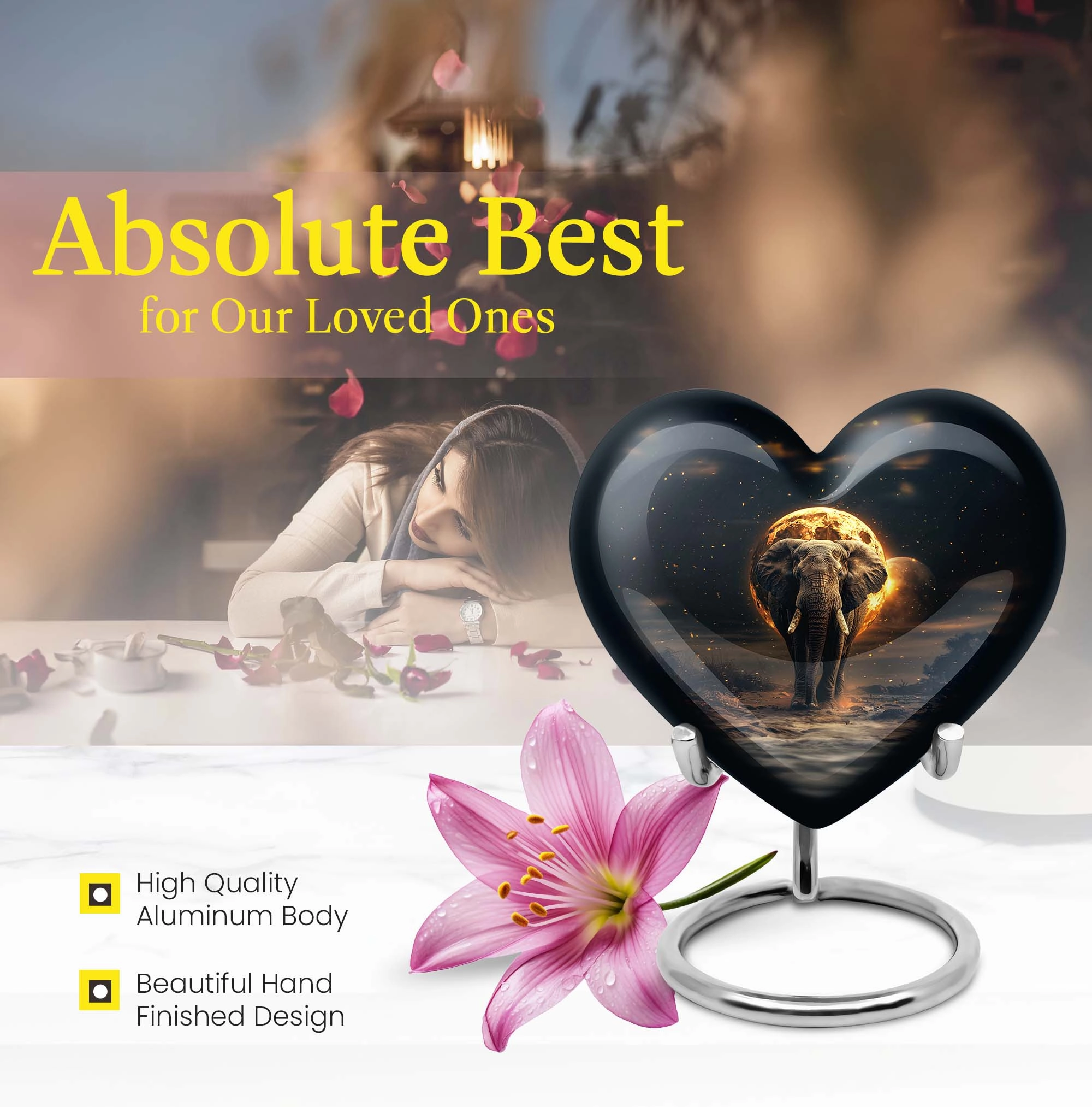 Butterfly Elephant Urn - Cremation Memorial for Adults