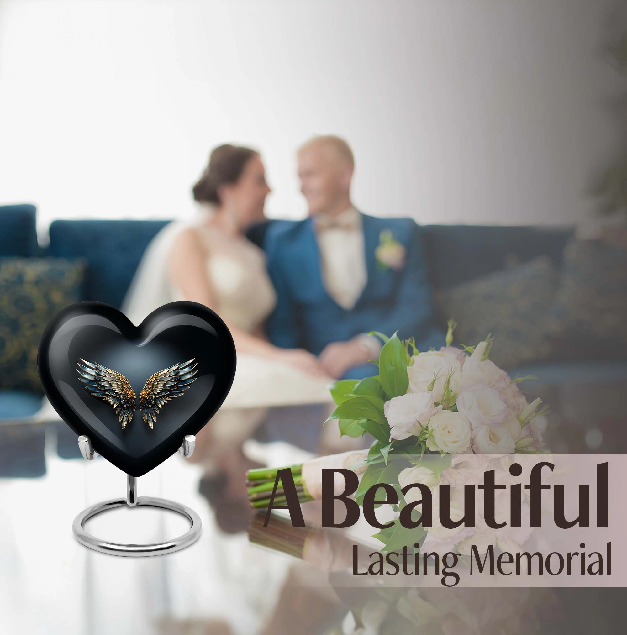 Butterfly Heart: Wings Blue Cremation Urn for Endearing Memorials