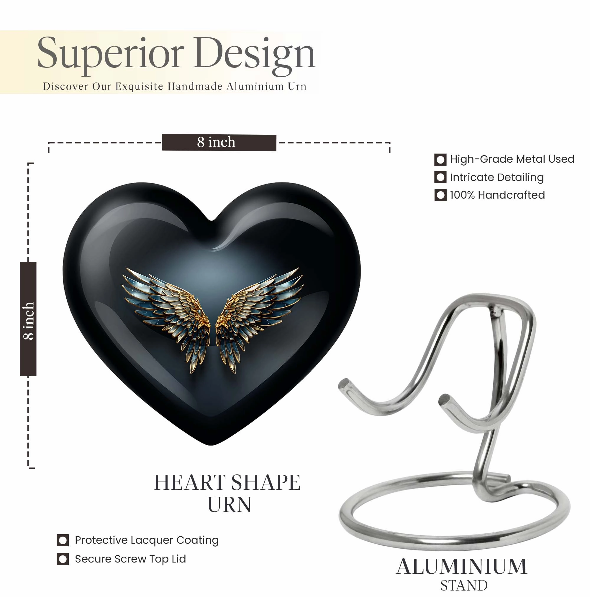 Butterfly Heart: Wings Blue Cremation Urn for Endearing Memorials