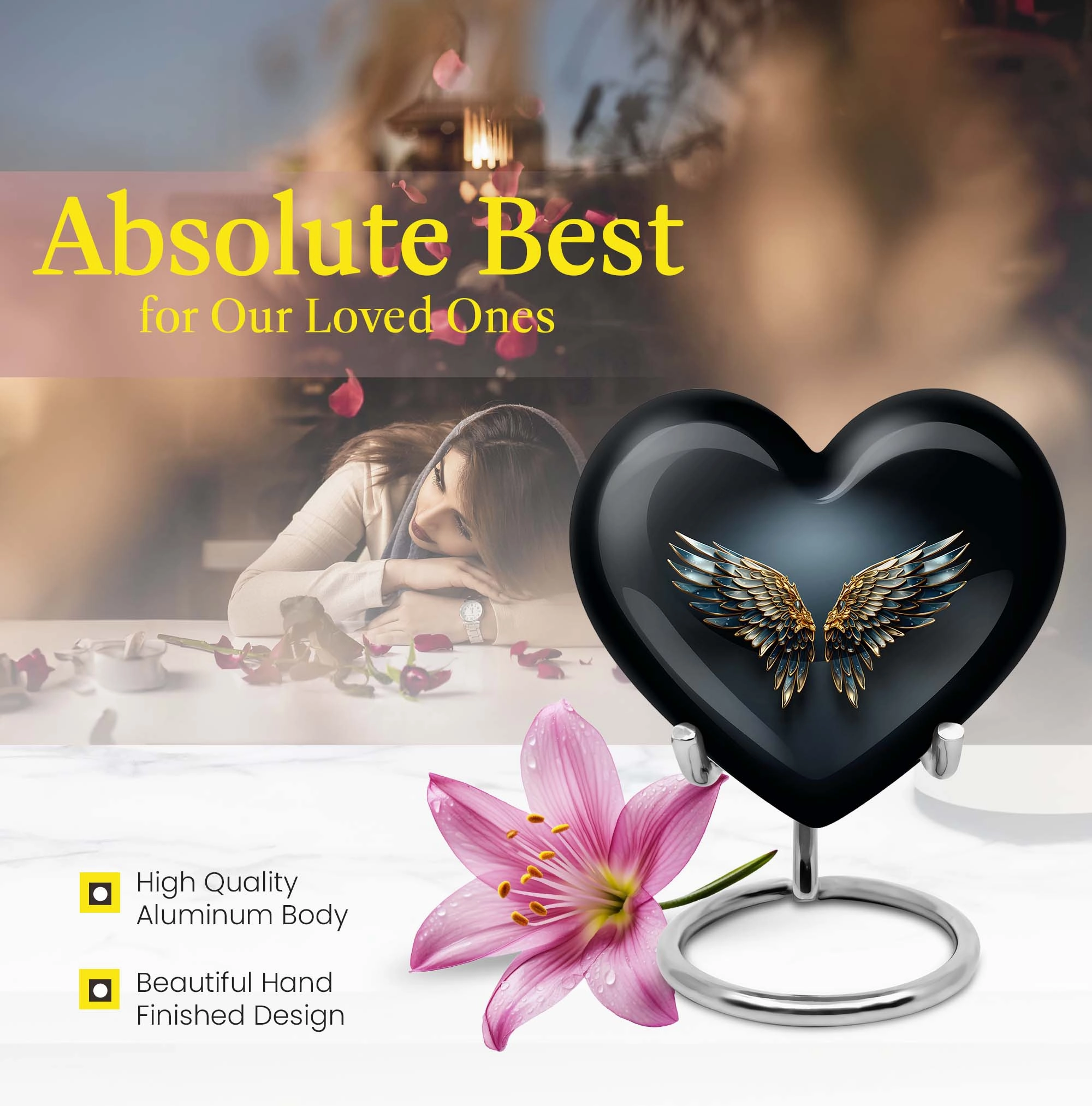 Butterfly Heart: Wings Blue Cremation Urn for Endearing Memorials