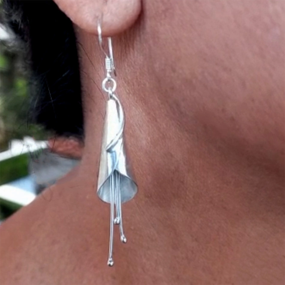 Calla Lily Earrings - Sterling Silver, Indonesia