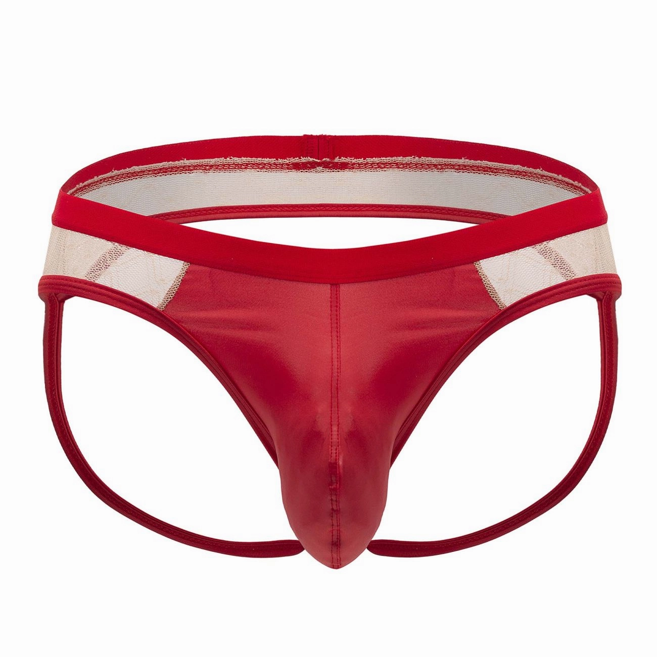 CandyMan 99763 Lace Jockstrap Color Nude-Red