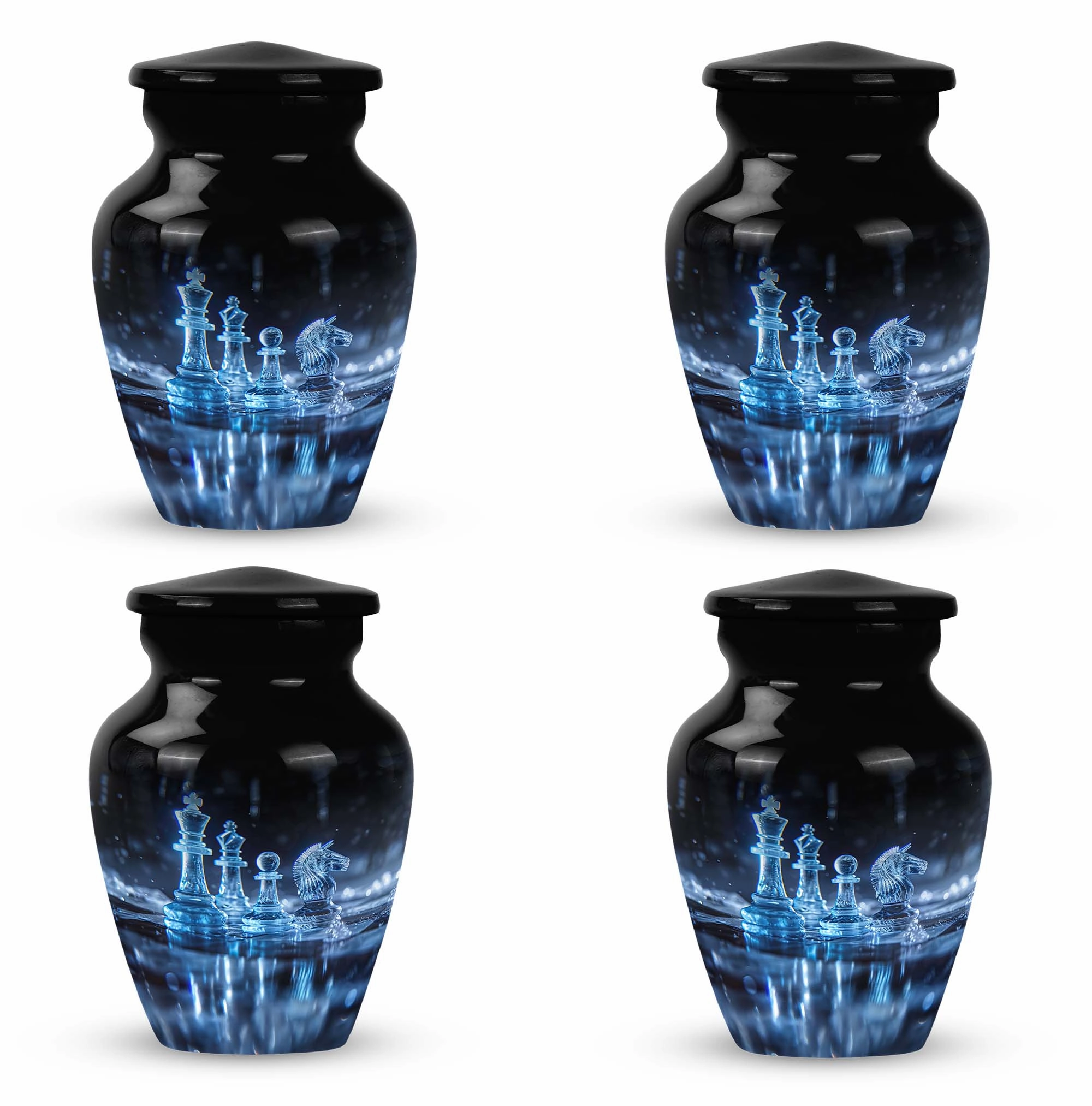 Chess Tribute:  Cremation Urn for Men, Solid Aluminum Build