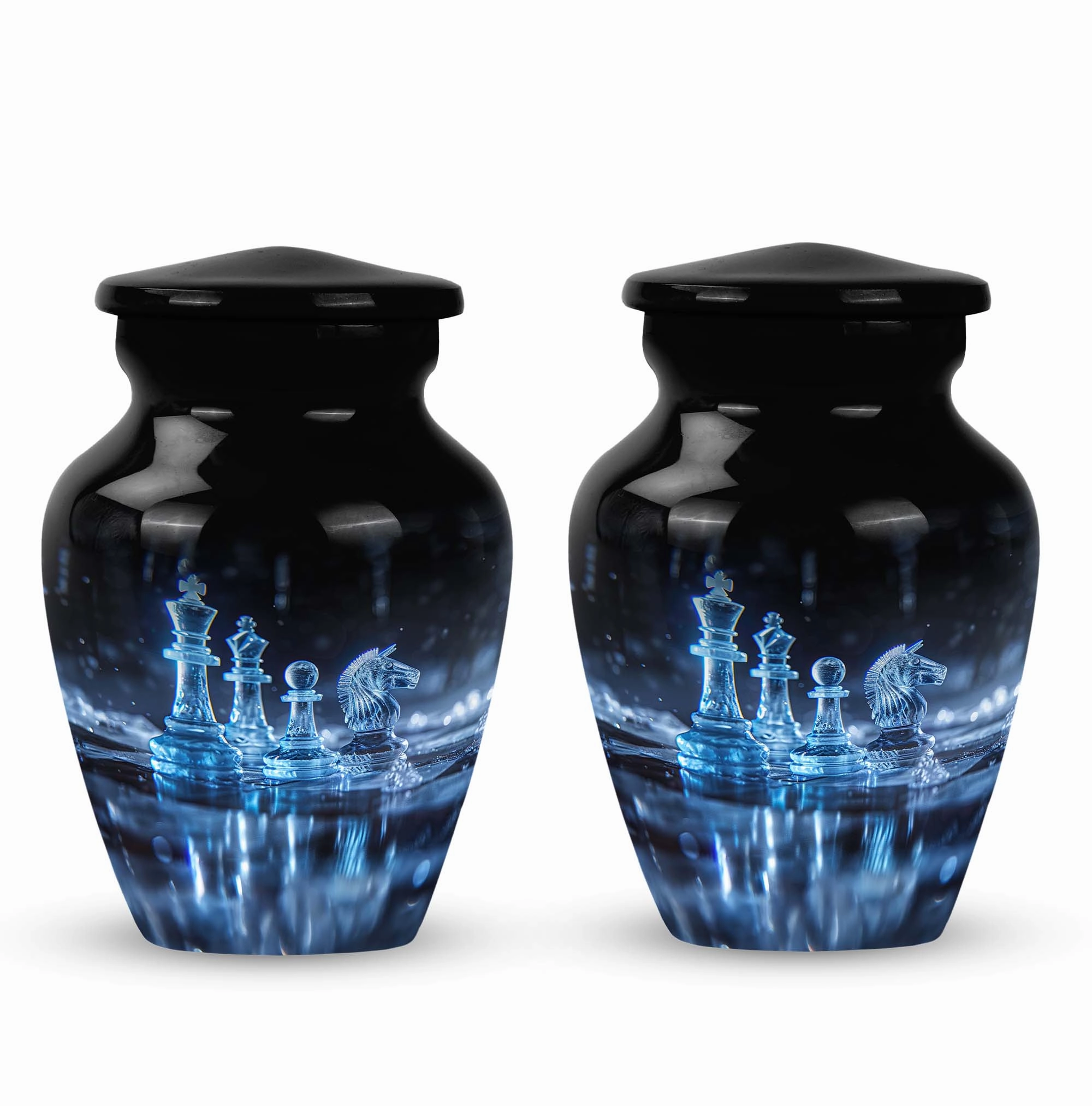 Chess Tribute:  Cremation Urn for Men, Solid Aluminum Build