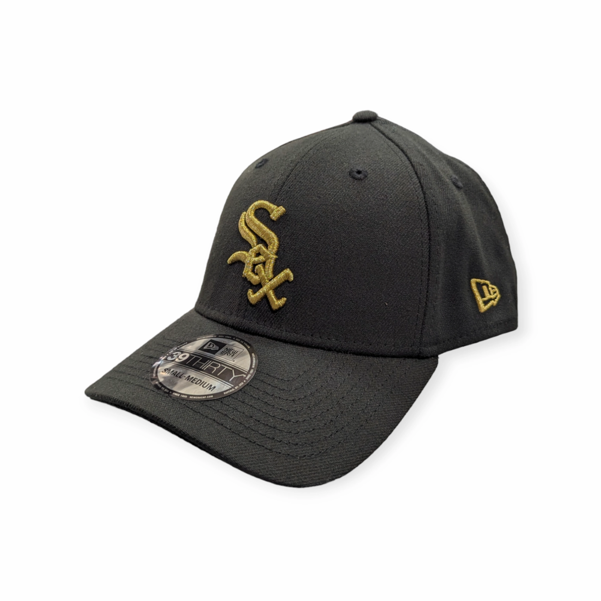 Chicago White Sox 2005 World Series Champions Gold 39THIRTY Black Flex Fit New Era Hat