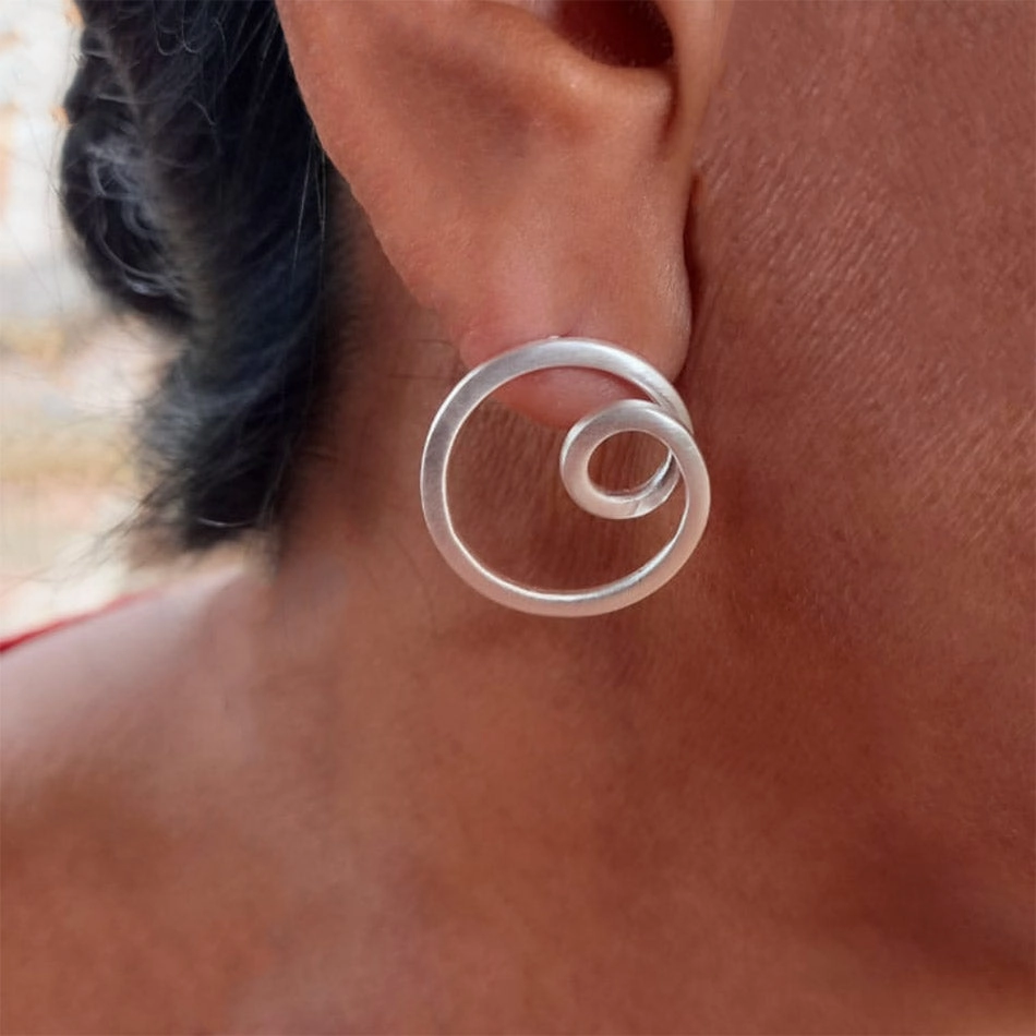 Circle in Circle Studs - Sterling Silver, Indonesia