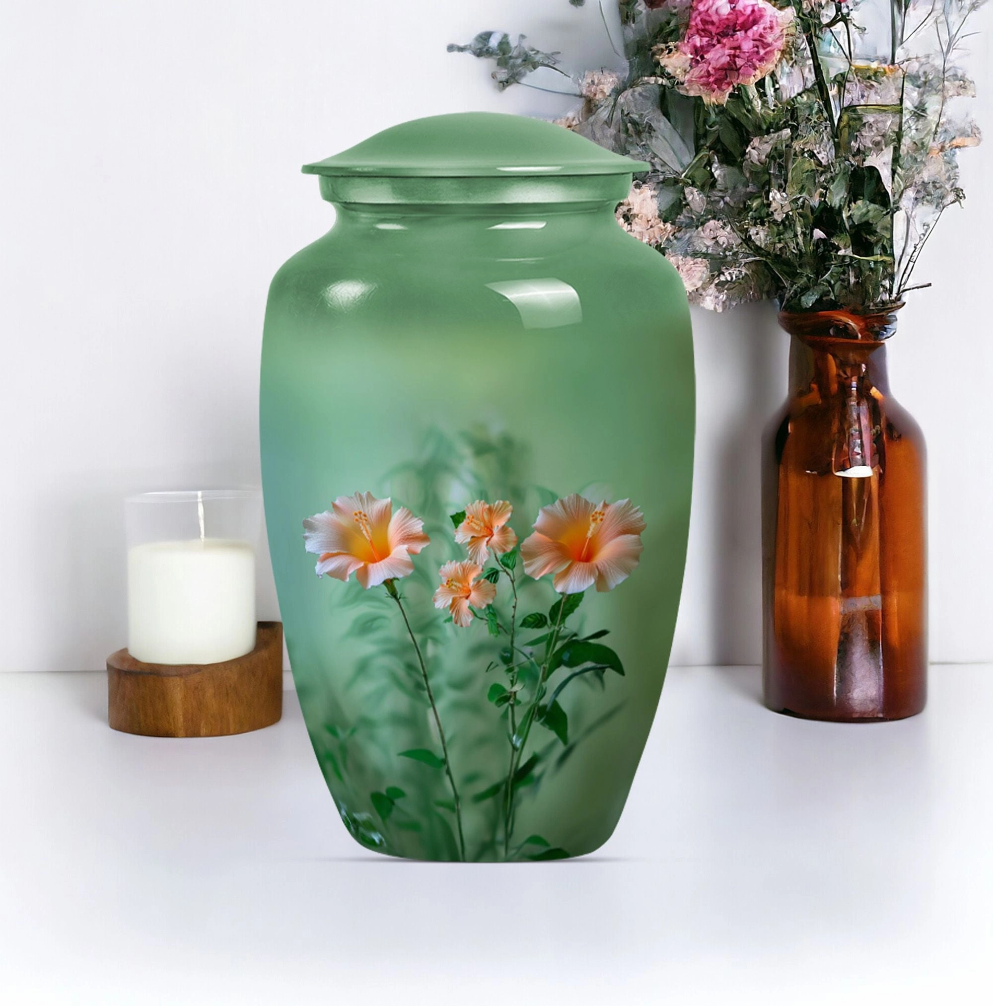 Classic Flowers Urn: Cremation Urn for Men Ashes